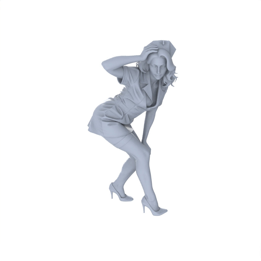 Detail view of Yao's Studio LYTR156  Nurse-styled Resin Miniature Model 5-Figure Set, Unpainted Young Girl Figures, DIY Painting Scene Decoration Miniatures Diorama Resin Figures Model