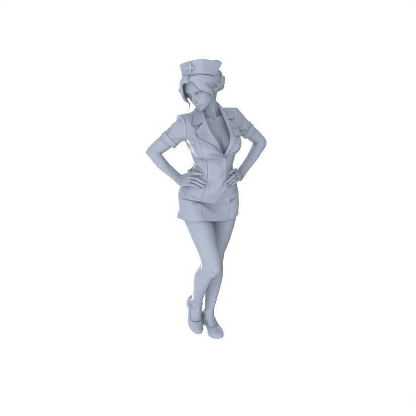 Detail view of Yao's Studio LYTR156  Nurse-styled Resin Miniature Model 5-Figure Set, Unpainted Young Girl Figures, DIY Painting Scene Decoration Miniatures Diorama Resin Figures Model