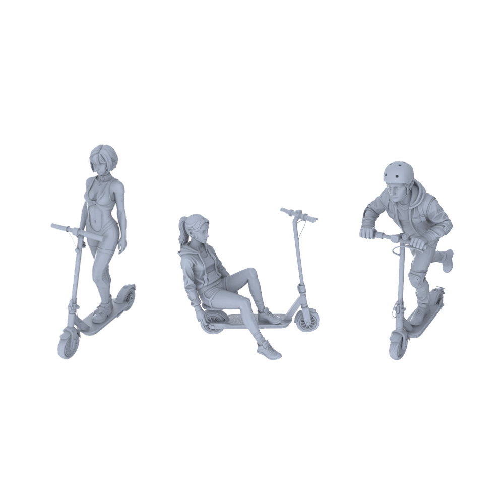 MRY-SFW LYTR157C Modern Trendy Female Single with Scooter 1pc 3D Printed Resin Model Kit by SSMODEL