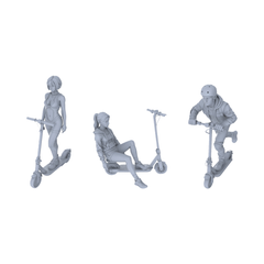 Yao's Studio LYTR157  E-scooter Riders Resin Miniature Model 3-Figure Set, Unpainted E-scooter Figures, DIY Painting Street Scene Decoration Miniatures Diorama Resin Figures 3D Printed Resin Model Kit by SSMODEL