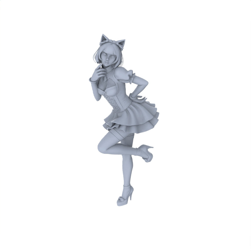 Detail view of Yao's Studio LYTR158 Maid-styled Girls Resin Miniature Model 6-Figure Set, Unpainted Anime-style Figures, DIY Painting Scene Decoration Miniatures Diorama Resin Figures Model