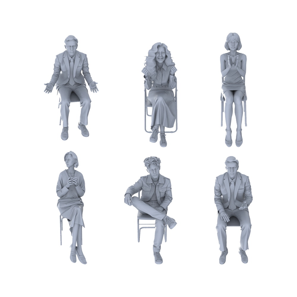 Yao's Studio LYTR159 Mahjong Scene Seated Characters Resin Miniature Model 6-Figure Set, Unpainted Chess And Card Leisure Figures, DIY Painting Scene Decoration Miniatures Diorama Resin Figures 3D Printed Resin Model Kit by SSMODEL