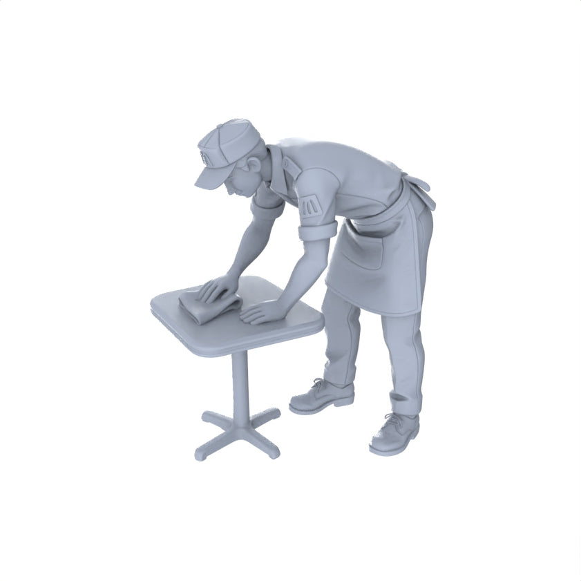 Detail view of Yao's Studio LYTR160 Food Service Staff Resin Miniature Model 4-Figure Set, Unpainted Restaurant Worker Figures, DIY Painting Scene Decoration Miniatures Diorama Resin Figures Model