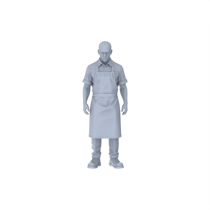 Detail view of Yao's Studio LYTR160 Food Service Staff Resin Miniature Model 4-Figure Set, Unpainted Restaurant Worker Figures, DIY Painting Scene Decoration Miniatures Diorama Resin Figures Model