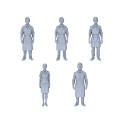 Yao's Studio LYTR253 5-Piece Unpainted Miniature Service People Figurines Perfect for Street Scene & Sand Table Building Miniatures Diorama Resin Figures 3D Printed Resin Model Kit by SSMODEL