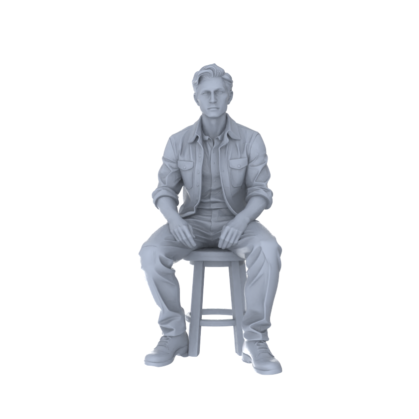 Detail view of Yao's Studio LYTR256  Unpainted Miniature Seated Casual 4-Piece Set Ideal for Diorama & Sand Table Customization Miniatures Diorama Resin Figures Model