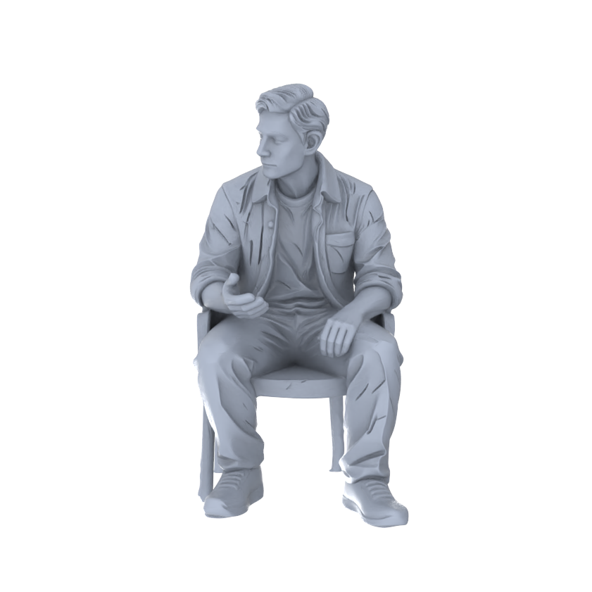 Detail view of Yao's Studio LYTR256  Unpainted Miniature Seated Casual 4-Piece Set Ideal for Diorama & Sand Table Customization Miniatures Diorama Resin Figures Model