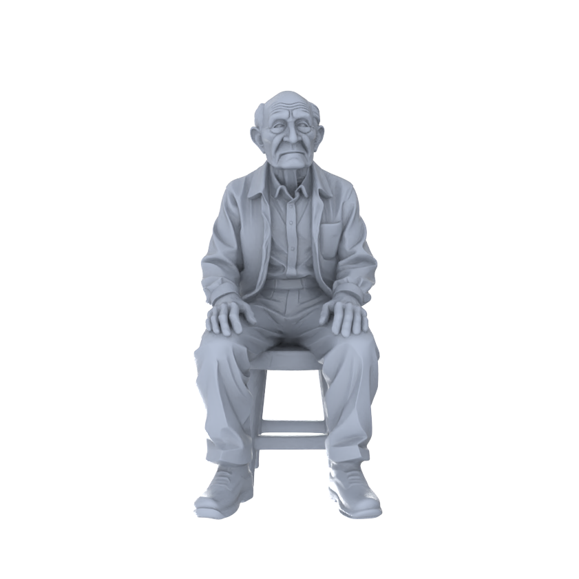 Detail view of Yao's Studio LYTR256  Unpainted Miniature Seated Casual 4-Piece Set Ideal for Diorama & Sand Table Customization Miniatures Diorama Resin Figures Model
