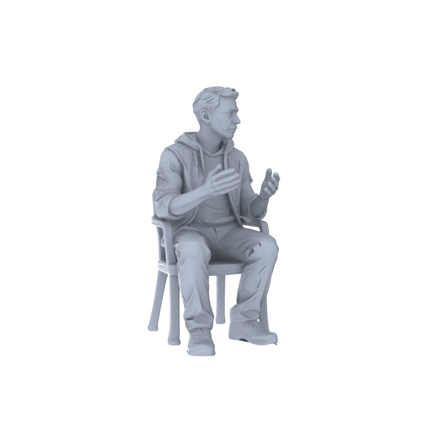 Detail view of Yao's Studio LYTR256  Unpainted Miniature Seated Casual 4-Piece Set Ideal for Diorama & Sand Table Customization Miniatures Diorama Resin Figures Model