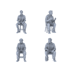 Yao's Studio LYTR256  Unpainted Miniature Seated Casual 4-Piece Set Ideal for Diorama & Sand Table Customization Miniatures Diorama Resin Figures 3D Printed Resin Model Kit by SSMODEL