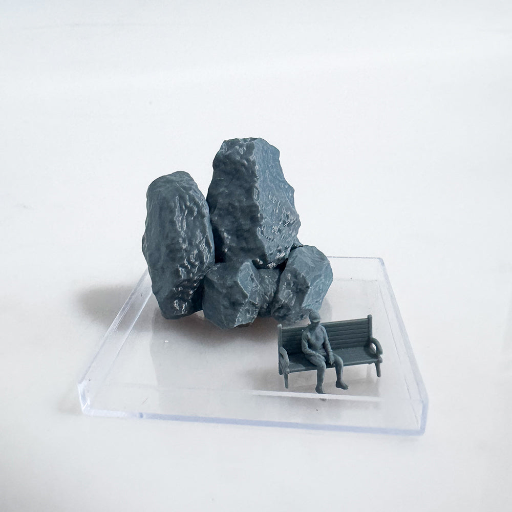 Yao's Studio LYTS049 Miniature Mountain Landscape With Human Figures Scene Display Box — detail view 3