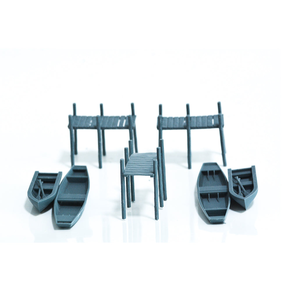 Yao's Studio LYTS038 Part Of The Dock Boats And Canoes Scene Of The Railway Train Layout. Secondary image