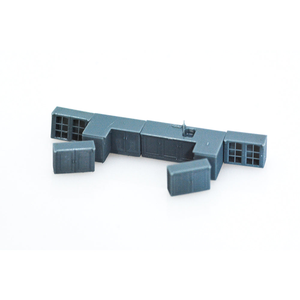 Yao's Studio LYTS001 Miniature Factory Building Military Car Railroad Track Accessory Props Diorama Scenery Kitchen Sink Cabinet Wall Mounted Storage Cabinets set — scale model kit