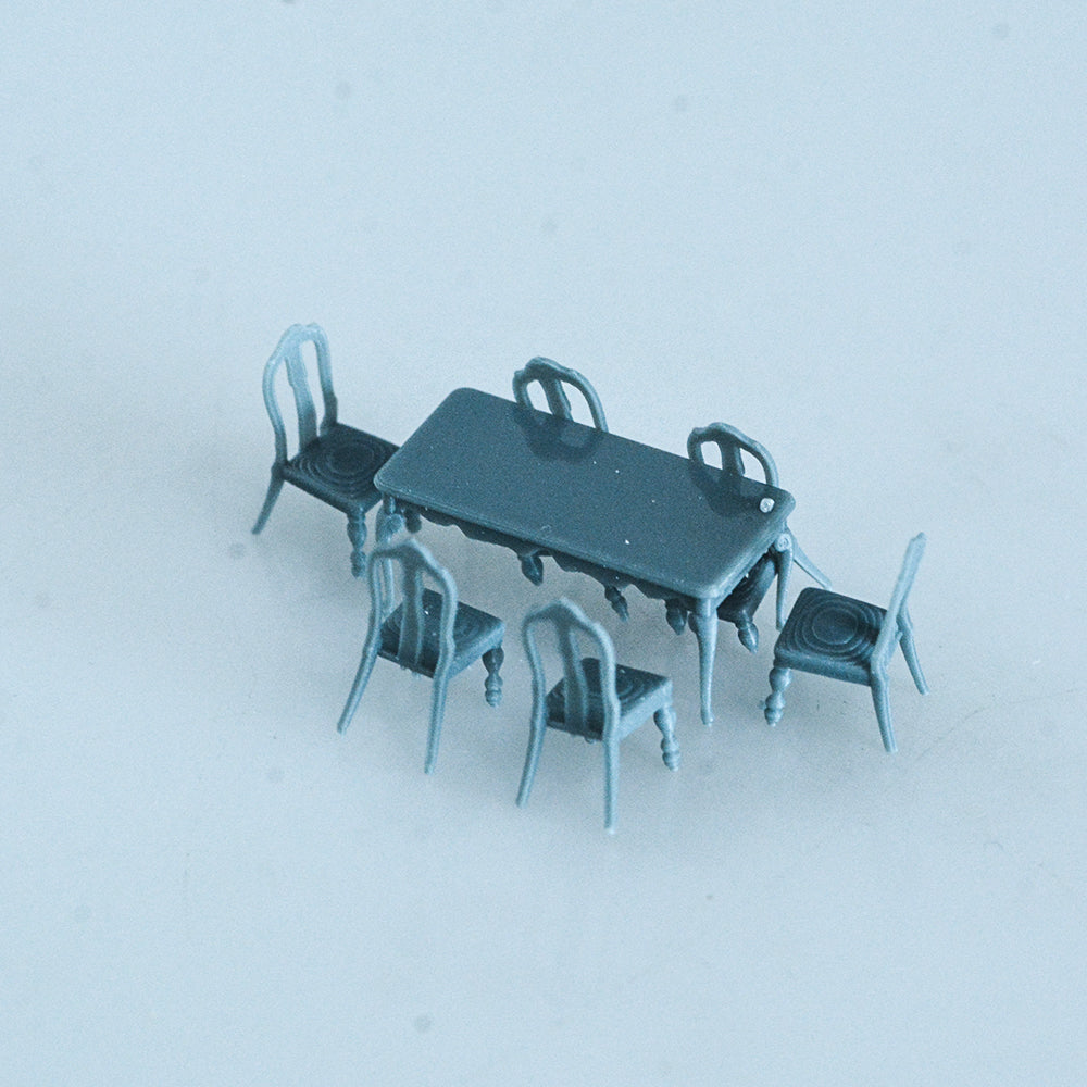Yao's Studio LYTS002 Miniature Factory Building Military Car Railroad Track Accessory Props Diorama Scenery Long Dining Room Kitchen Table With 6 Chairs American Style Furniture — scale model kit