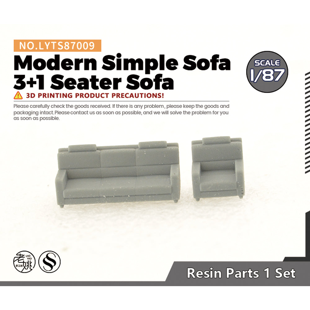 Yao's Studio LYTS009 Miniature Factory Building Military Car Railroad Track Accessory Props Diorama Scenery Modern Simple Sofa 3+1 Seater Sofa — scale model kit