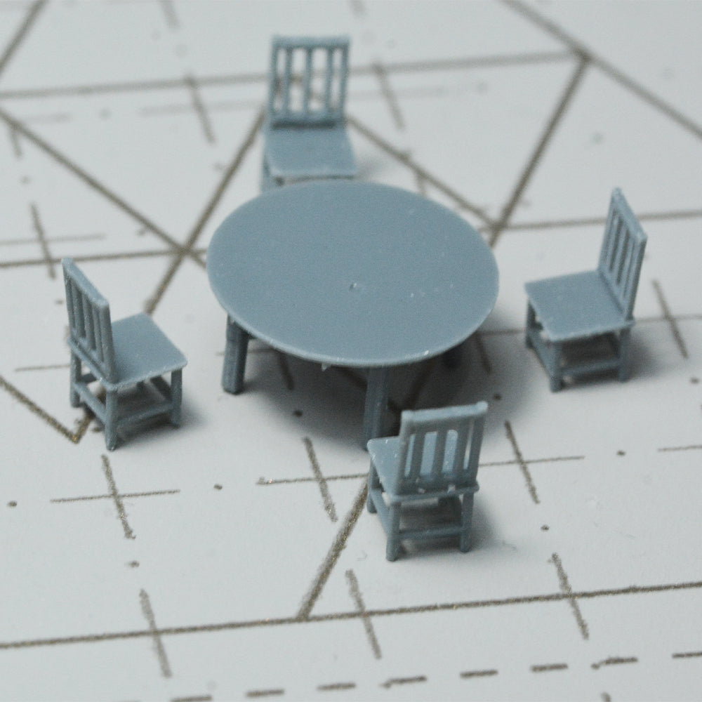 Yao's Studio LYTS029  Miniature Dock factory building Shipyard Display Tower Crane Round Table And Chair Combination Dining Table With Chairs Secondary image