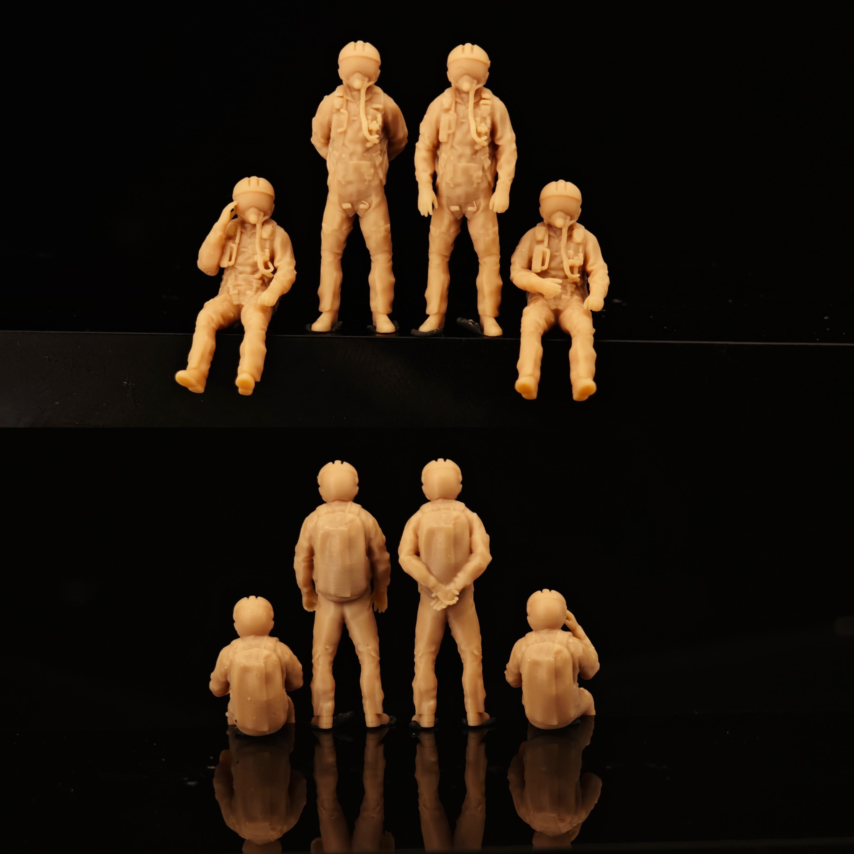 Modern LA100 Panda Helmet 4-Person Miniature Soldier Figure White Model LSSNO229  1/35/48/64/72/87/100/144