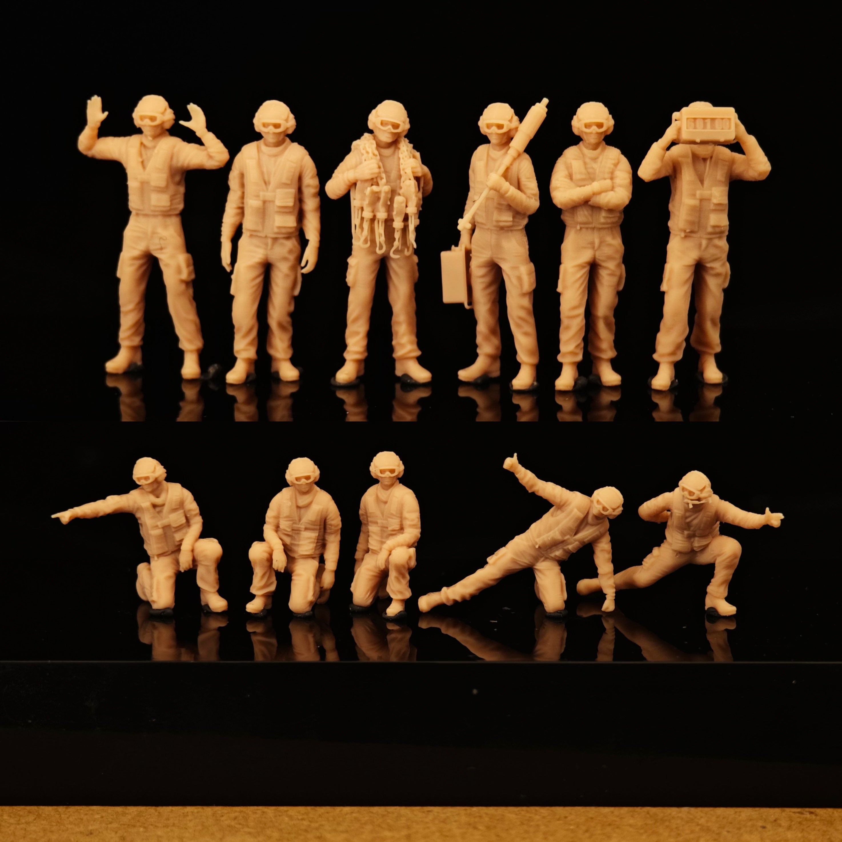 Modern aircraft carrier ground crew 1 miniature 11 soldier white model LSSNO227 1/35/48/64/72/87/100/144