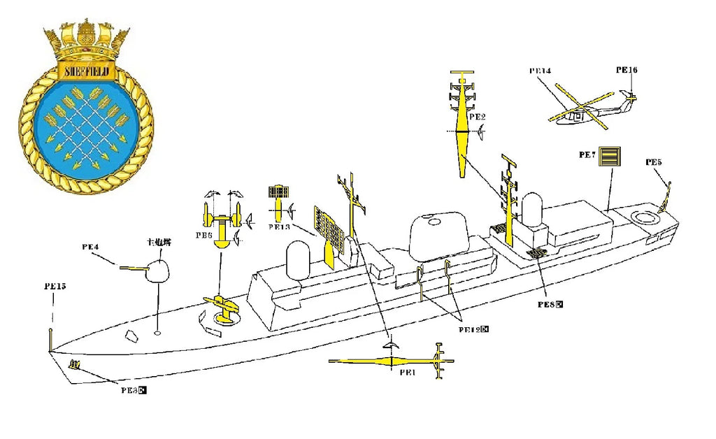 SSMODEL WM04303 British Destroyer Type 42 (Falklands War Status) 1/2000 Set