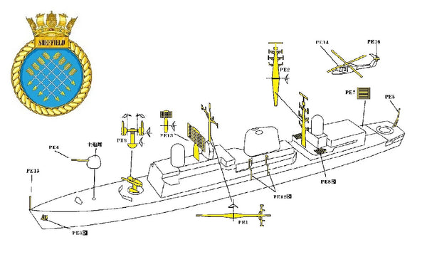 SSMODEL WM04303 British Destroyer Type 42 (Falklands War Status) 1/2000 Set