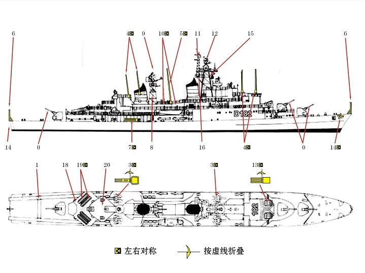 SSMODEL WM04308 German Guided-Missile Destroyer Shihe/Hessian 1/2000 Set