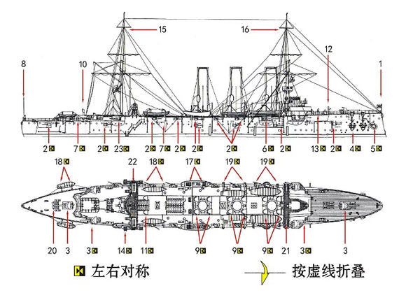 SSMODEL WM04060 Tsarist Russian Cruiser Aurora 1/2000 Resin Model (Includes PE)