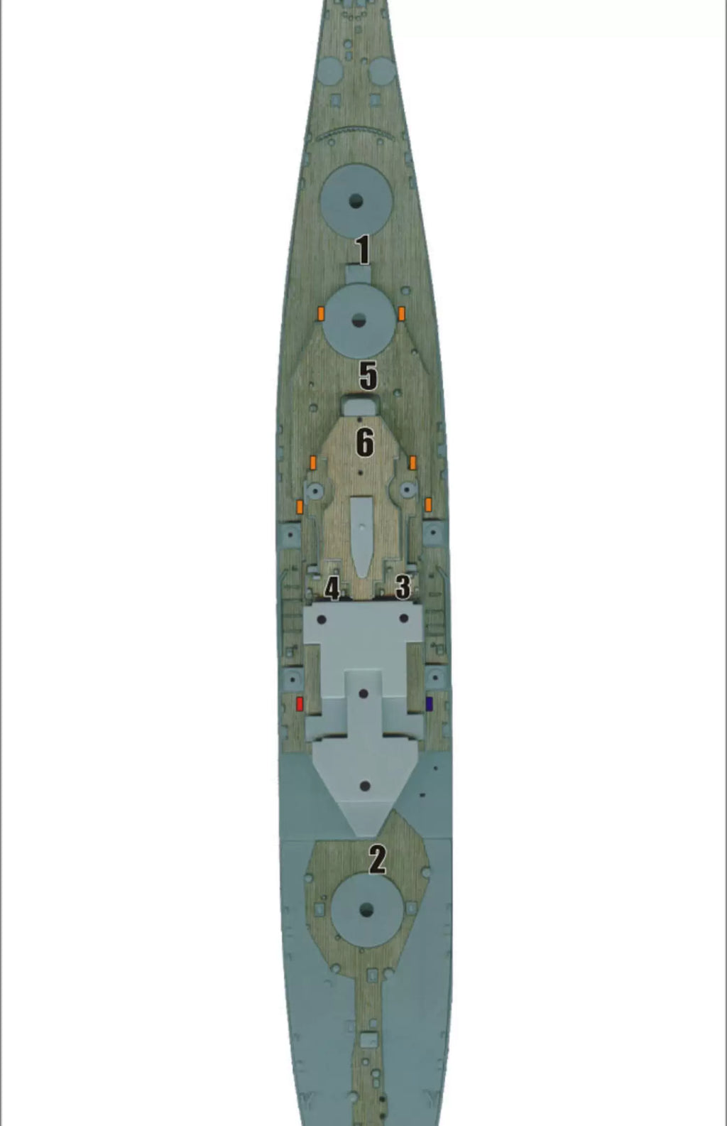 1/700 Hunter W70011 Wisconsin BB-64 wooden deck with Trumpeter 05706