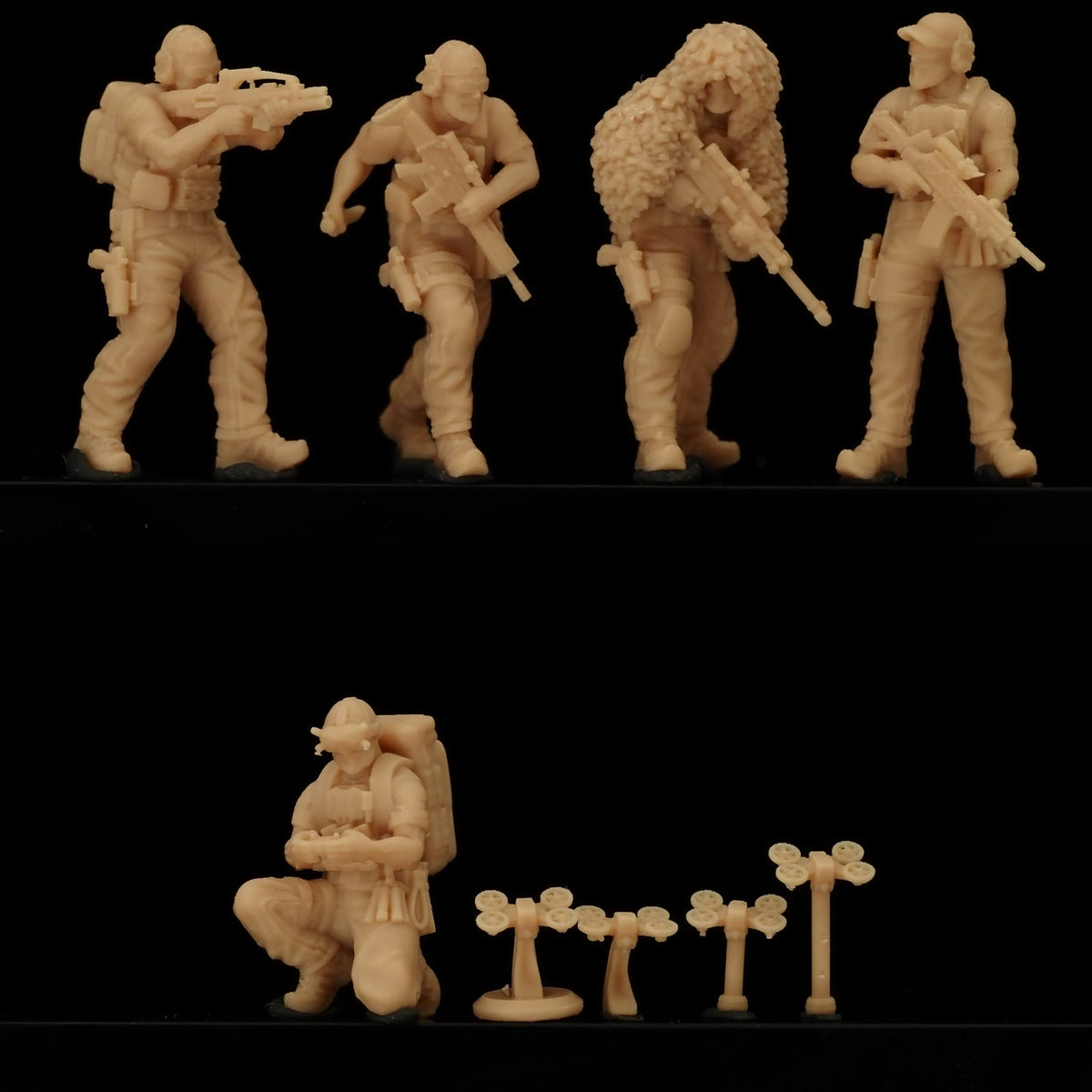A modern drone team of 5 people LSSNO131 1/35/48/64/72/87/100/144 — scale model kit