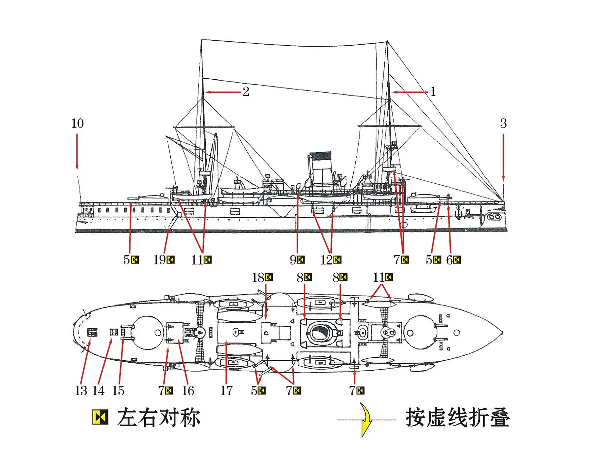 SSMODEL WM04059 Tsarist Russian Armored Cruiser Nakhimov 1/2000 Resin Model Set — detail view 2