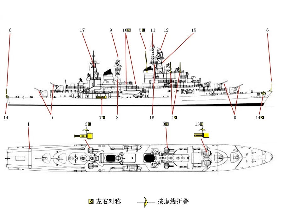 SSMODEL WM04307 German Guided-Missile Destroyer Hamburg/Bavaria 1/2000 Set