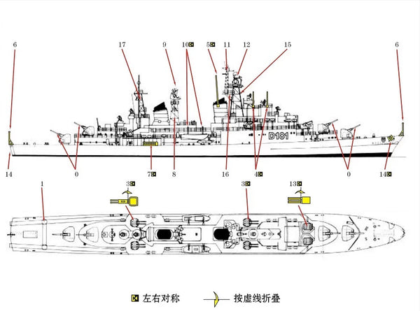 SSMODEL WM04307 German Guided-Missile Destroyer Hamburg/Bavaria 1/2000 Set