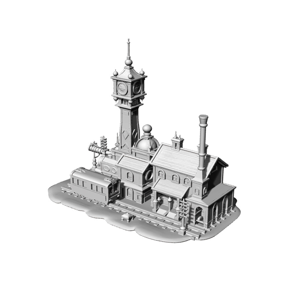 RHMG-208(209) 1/S 1/L 3D Printed Architectural Model Decor Miniature Building Ornament for Deskdesktop ornament Railway Station 2