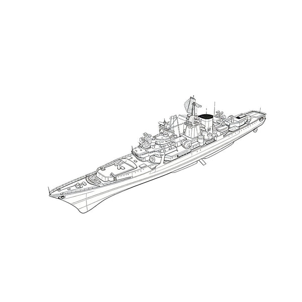 RHWS057 USSR Soviet Union Kara Class Cruiser Water Line