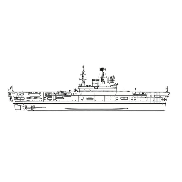 Detail view of SSC183 Military Model HMS Audacious Class Eagle R05 Aircraft Carrier Water Line Model