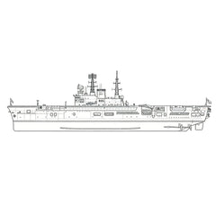 Detail view of SSC183 Military Model HMS Audacious Class Eagle R05 Aircraft Carrier Water Line Model