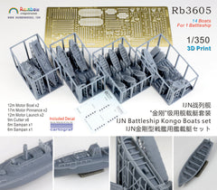 Rainbow RB3605 1/350Detail Up IJN Battleship Kongo class Boats set [3DP+PE+Decal]
