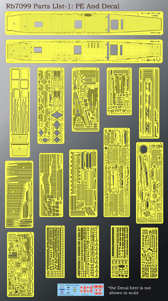 Rainbow RB7099 1/700Detail Up IJN Aircraft carrier Akagi upgraded set [17PE, 3DP*30, 12Metal barrels]