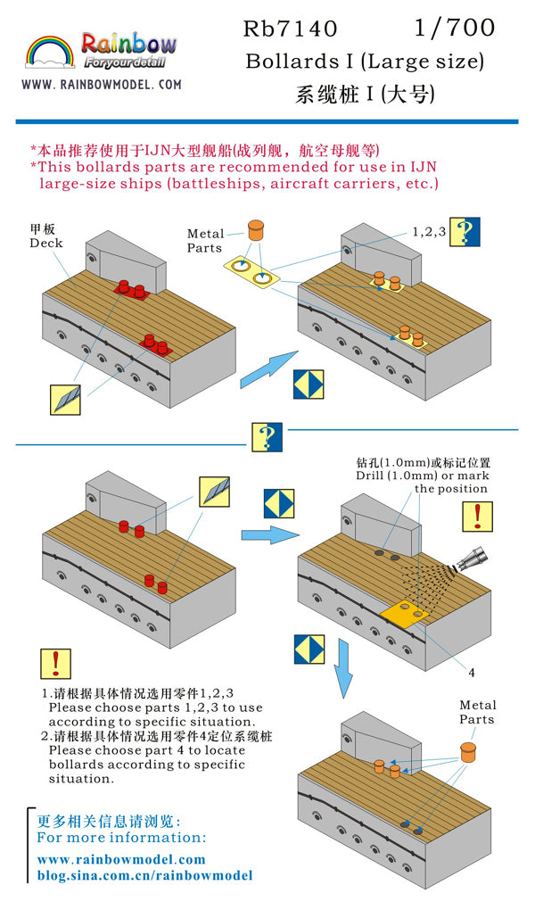 Rainbow RB7140 1/700Detail Up Bollards I (Large size)