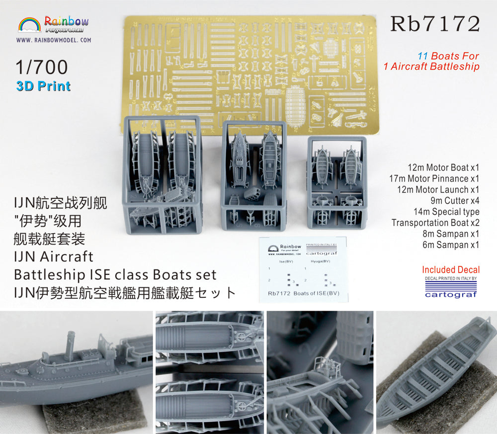 Rainbow RB7172 1/700Detail Up IJN Aircraft Battleship ISE class Boats set [3DP+PE+Decal]
