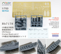 Rainbow RB7178 1/700Detail Up IJN Heavy Cruiser Boats set-2 [3DP+PE+Decal]