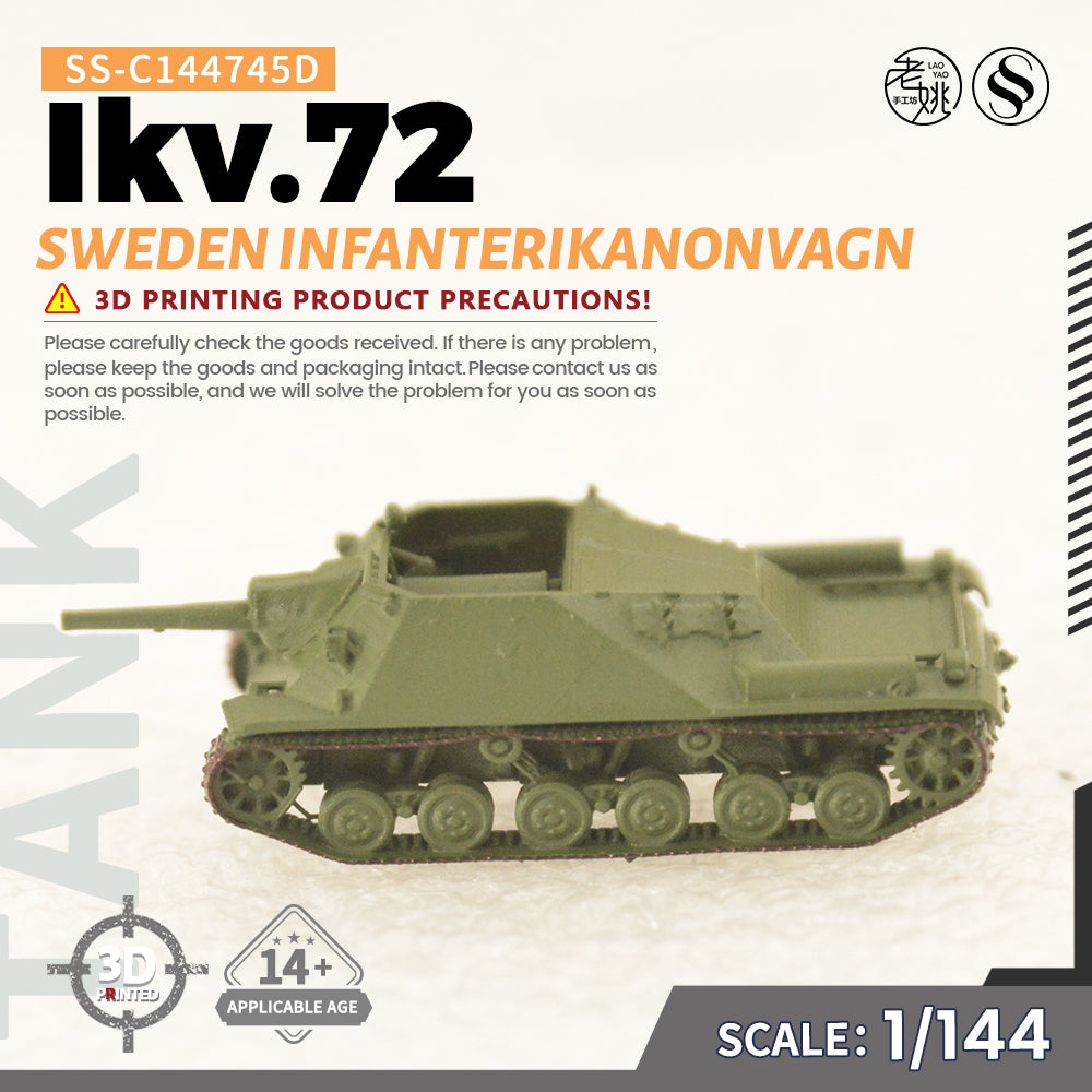 SSMODEL 745D Finished Painted N SCALE Railway Military Model Kit Sweden Infanterikanonvagn Ikv.72 Main image