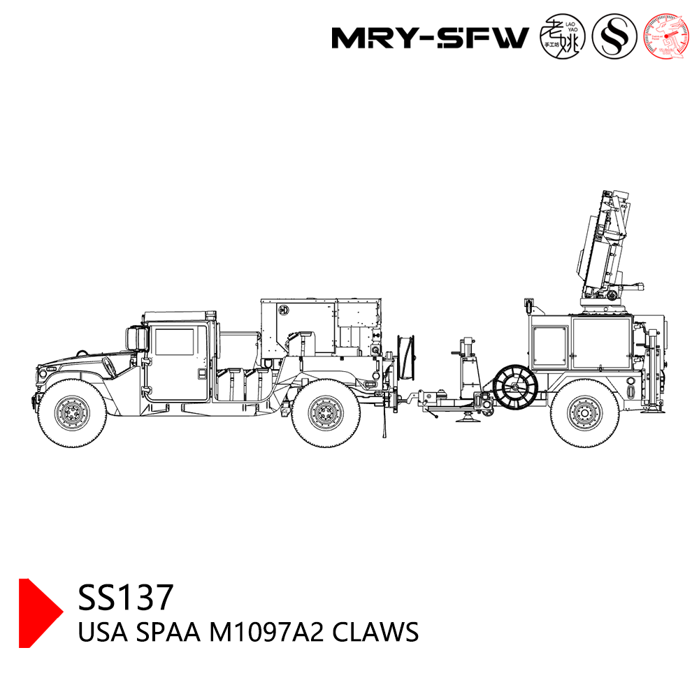 Detail view of SSMODEL SS137 Military Model USA SPAA M1097A2 CLAWS Model