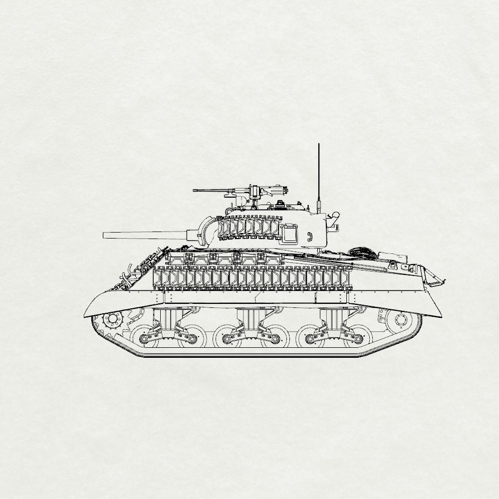Detail view of MRY-SFW SS143 US Army Sherman M4A2 Medium Tank Model