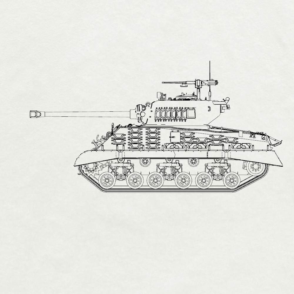 Detail view of MRY-SFW SS144 US Army Sherman M4A3(76)W HVSS Medium Tank Model