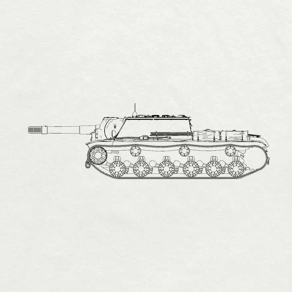 Detail view of MRY-SFW SS240 Soviet Army SU-152 Heavy Tank Destroyer Model