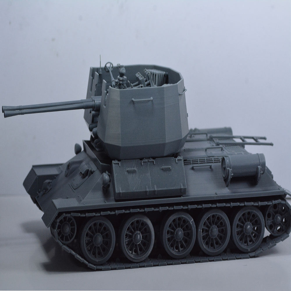 Detail view of SSMODEL 751 Military Armoured Model Kit Soviet T-34 Anti Aircraft Tank Model