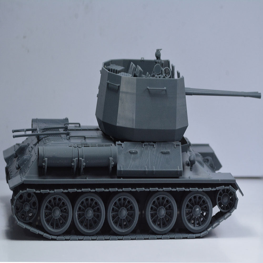 Detail view of SSMODEL 751 Military Armoured Model Kit Soviet T-34 Anti Aircraft Tank Model