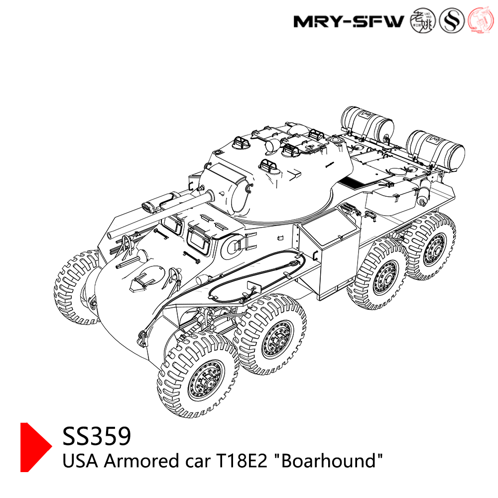 SSMODEL 359 Scale Military Model Kit USA T18E2 Boarhound Armored Car