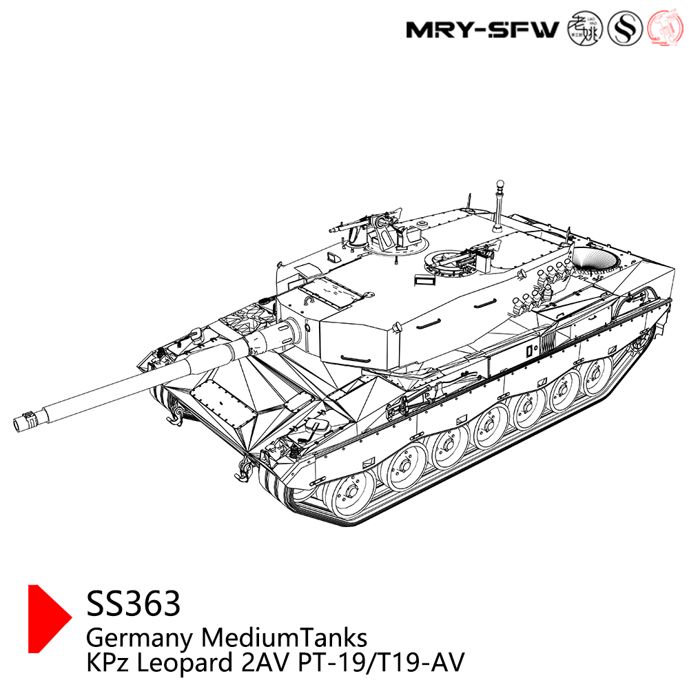 SSMODEL 363 Military Model Kit Germany Medium Tank KPz Leopard 2AV PT-19/T19-AV 3D Printed Resin Model Kit by SSMODEL