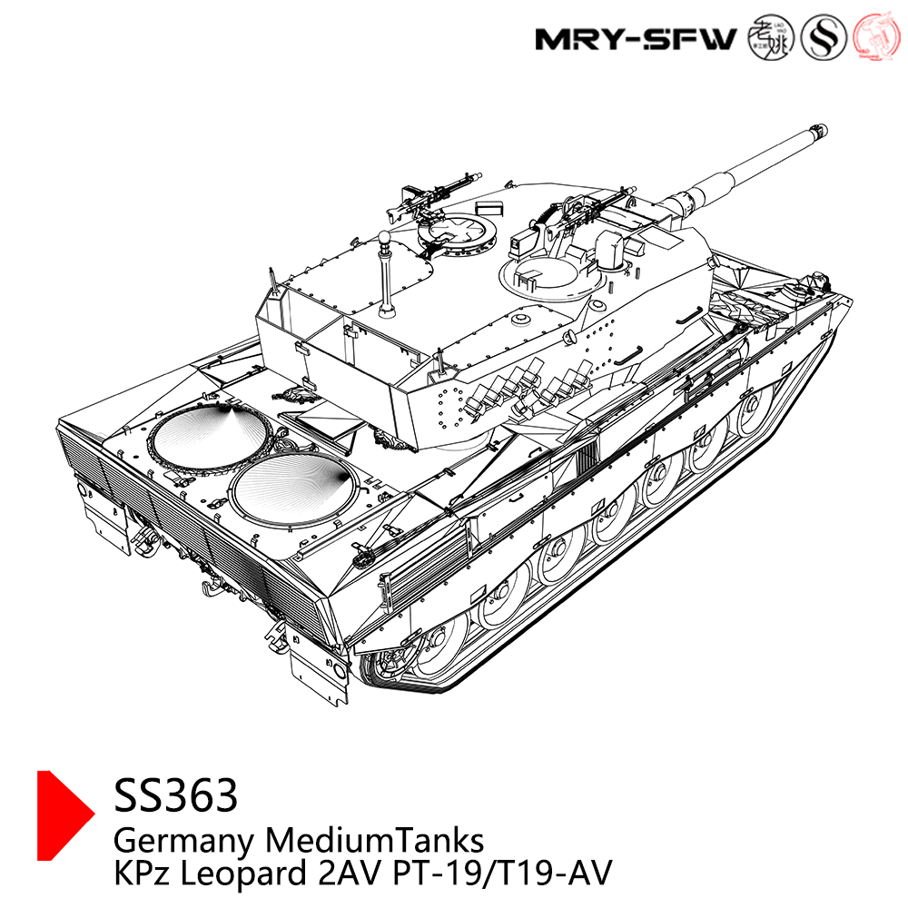 Detail view of SSMODEL 363 Military Model Kit Germany Medium Tank KPz Leopard 2AV PT-19/T19-AV Model